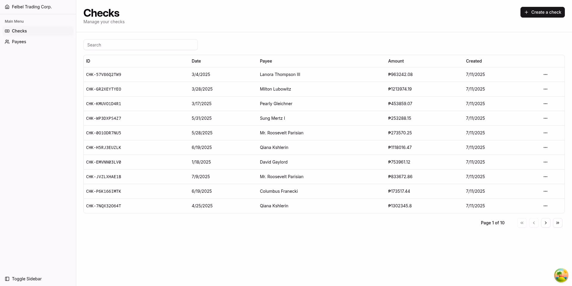 Screenshots of Felbel Check Writer