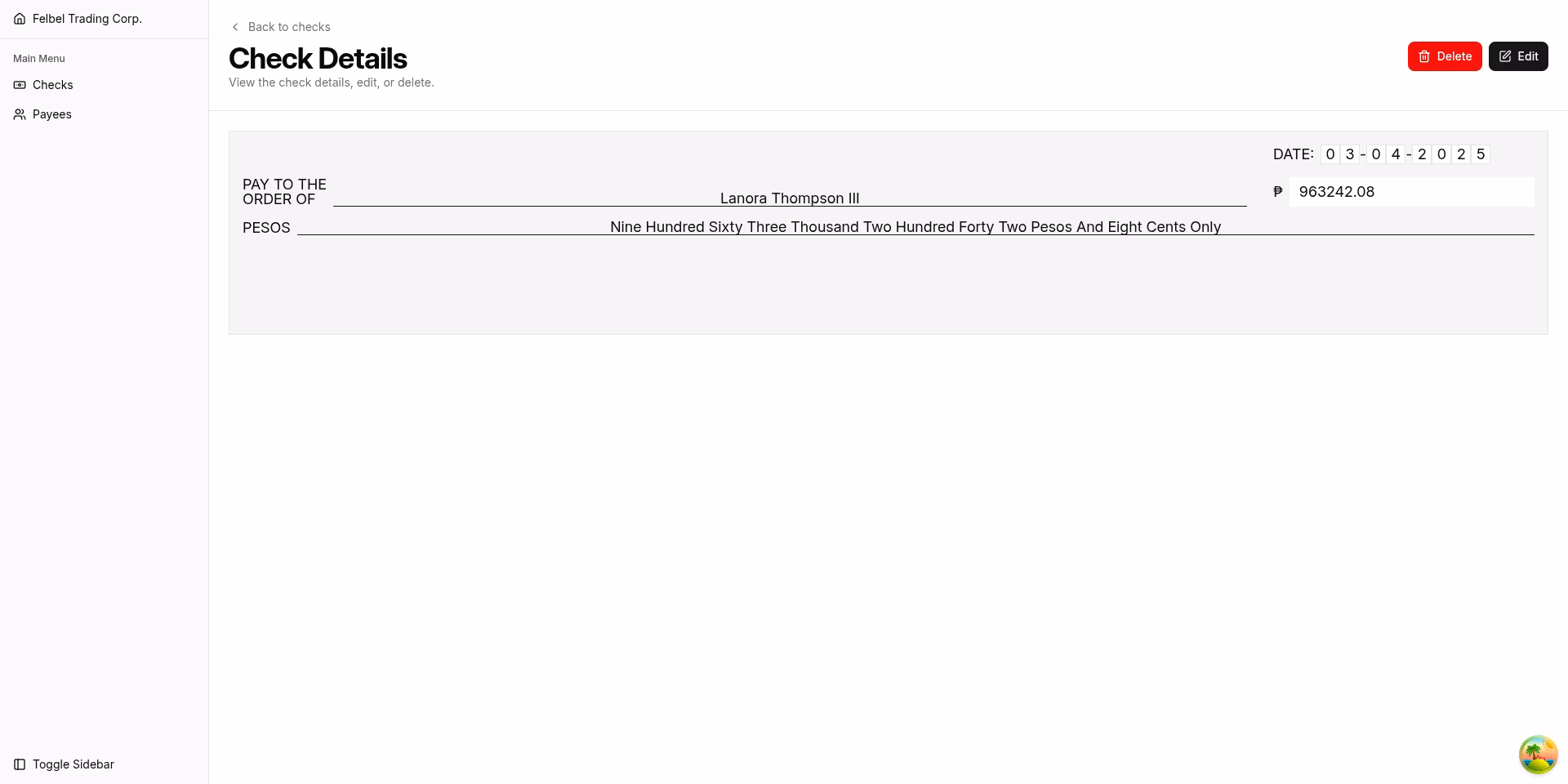 Felbel Check Writer screenshot 3
