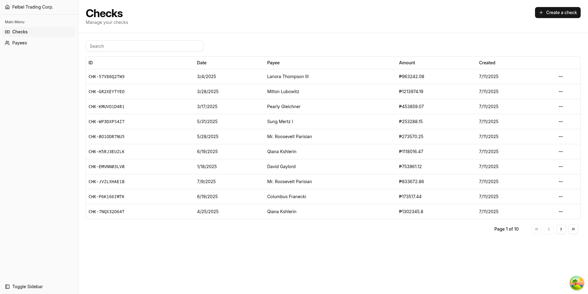 Screenshots of Felbel Check Writer